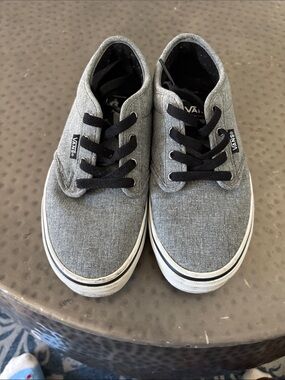 Vans Kids Gray Canvas Low-Top Sneakers with Black Laces